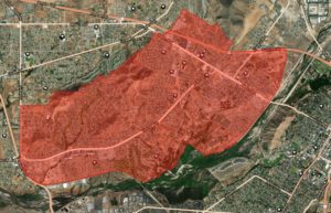 Aerial Map of the 46 Fire showing the fire boundaries