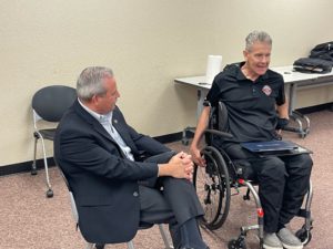 Menlo Fire Chief Harold Schapelhouman and Cal OES Director Mark Ghilarducci