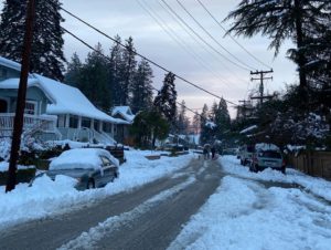 snow on street