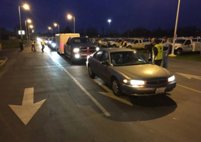 Line of cars in parking lot