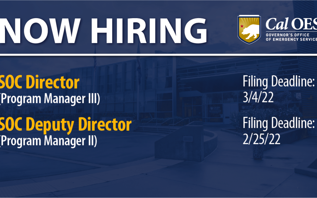 Recruitment Announcement: State Operations Center Director and Deputy Director