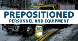 "Prepositioned Personnel and Equipment" with a background image of a fire engine in the snow.