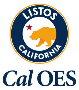 Listos California logo with a bear and red star along with the text Cal OES.
