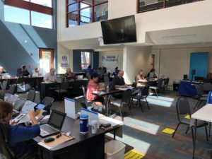 Image of a Disaster Recovery Center in Mammoth Lakes and State services tabling