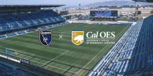 San Jose Logo and Cal Oes logo on top of an image of PayPal Stadium