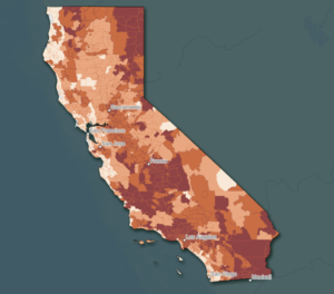 A map of California showing extreme heat for Friday 8/22/25.