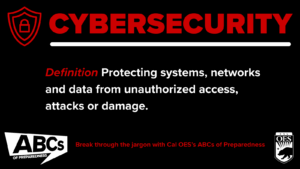 The graphic defines cybersecurity in a simple, easy to understand language.