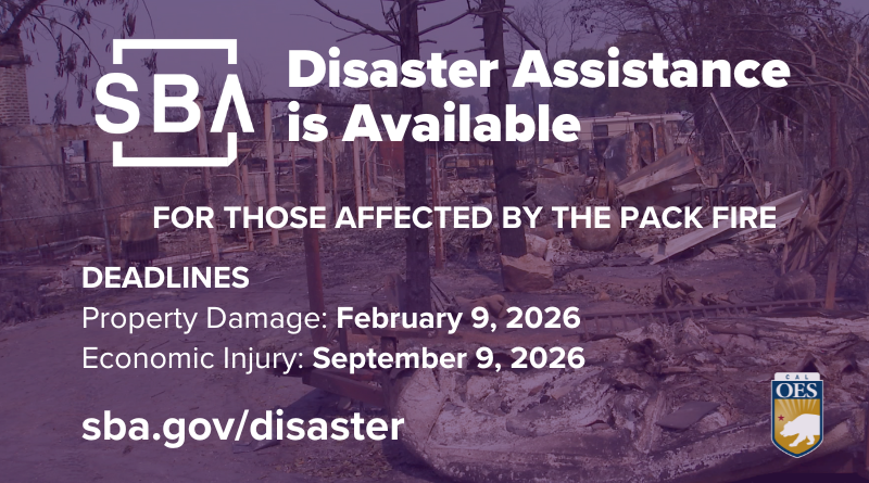 Federal Assistance Available: SBA Offering Low Interest Disaster Loans for Pack Fire