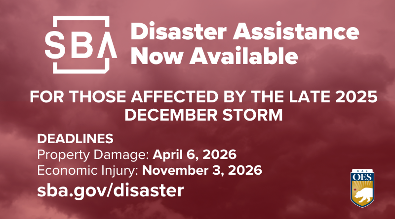 Federal Assistance Available: SBA Offering Low Interest Disaster Loans for Late 2025 December Storm