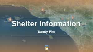 Graphic image of Ventura County coastline with Shelter Information text overlayed.