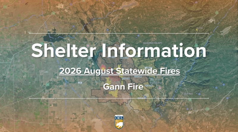 Shelter Information for 2026 August Statewide Fires – Gann Fire